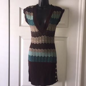 Brown, beige and teal tunic